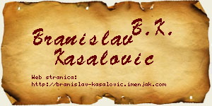 Branislav Kasalović vizit kartica